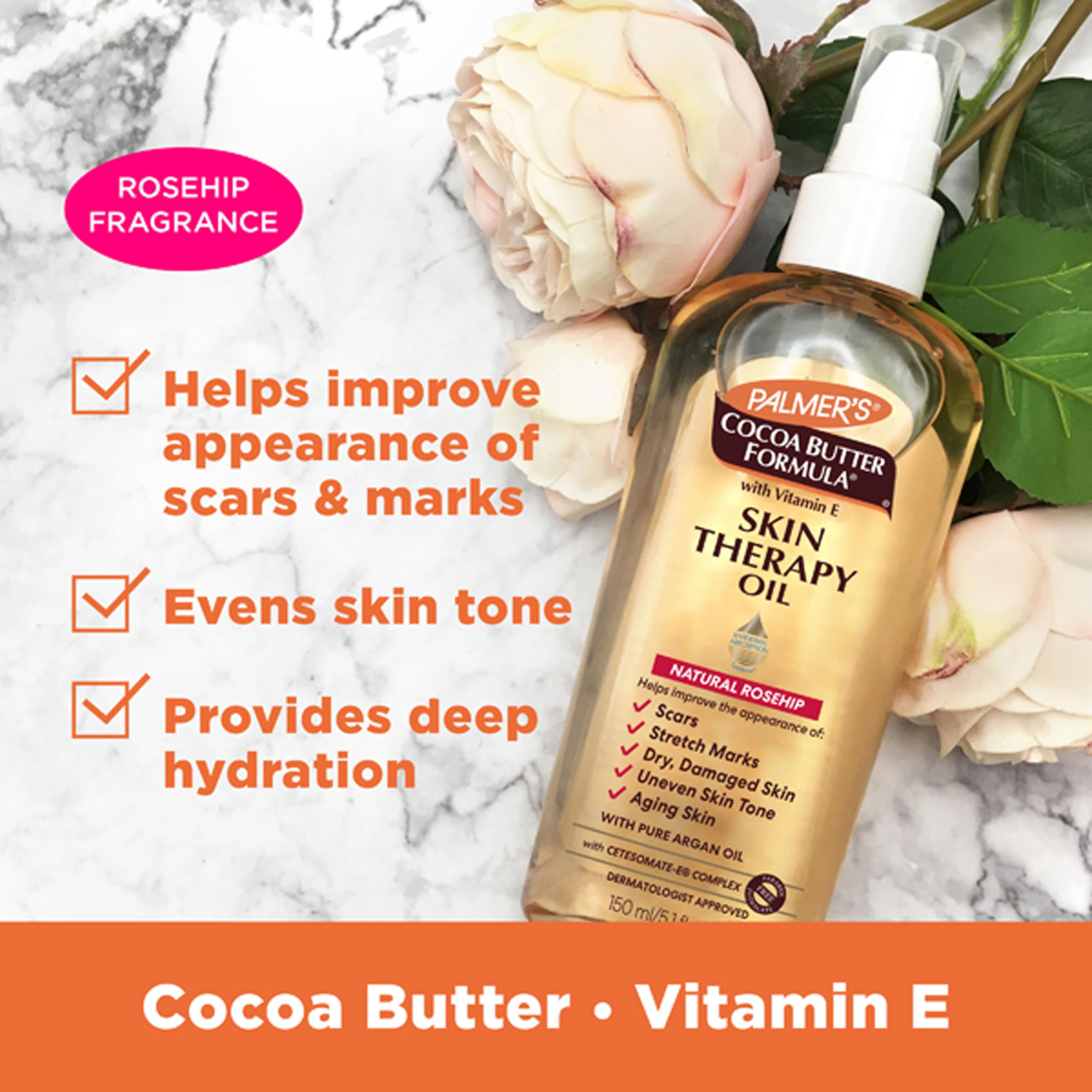 Palmer's Cocoa Butter Skin Therapy Oil 5.1 fluid ounces bottle side