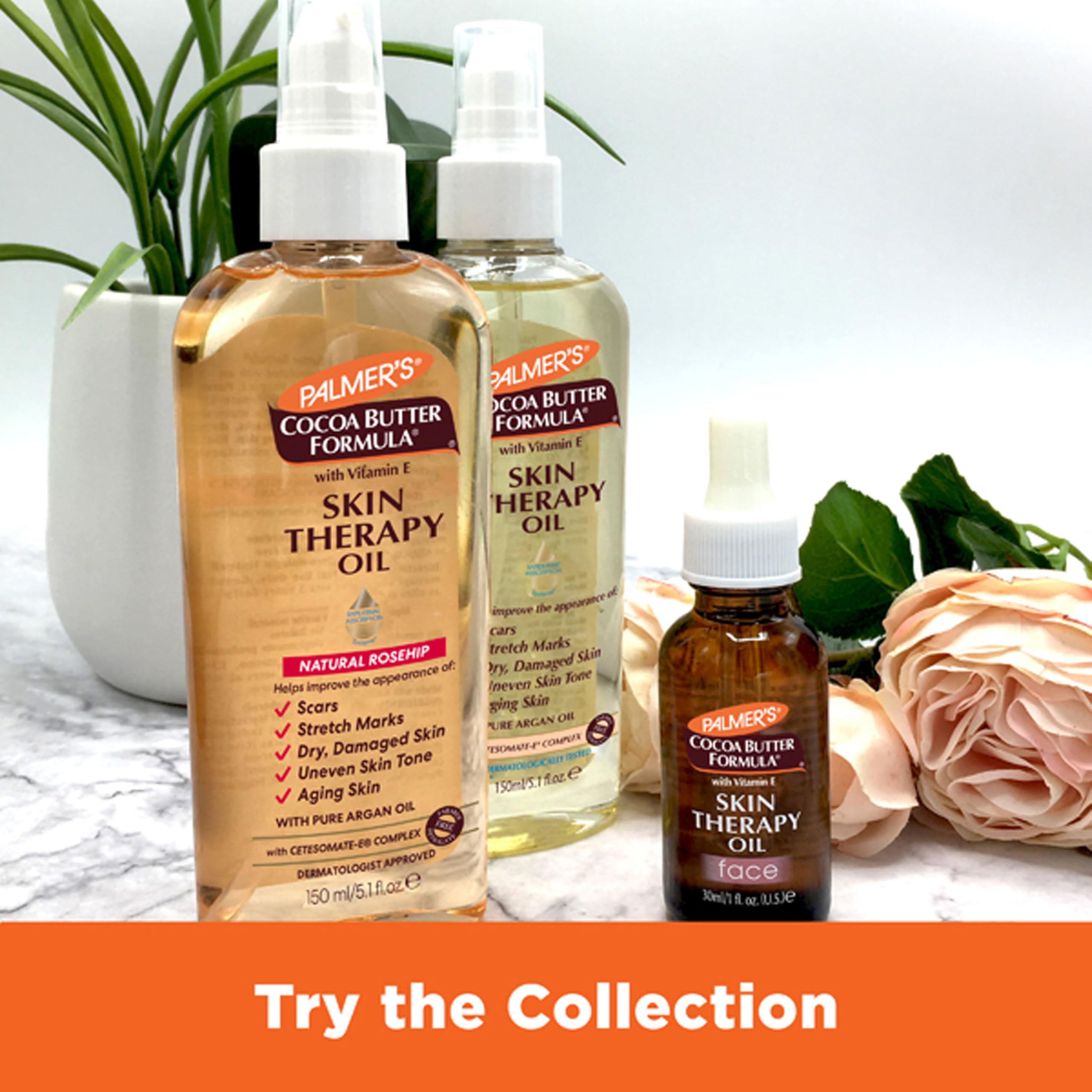 Close up of Palmer's skin therapy oil rosehip fragrance label