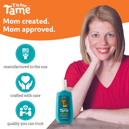T is for Tame vegan and cruelty free children hair detangler bottle