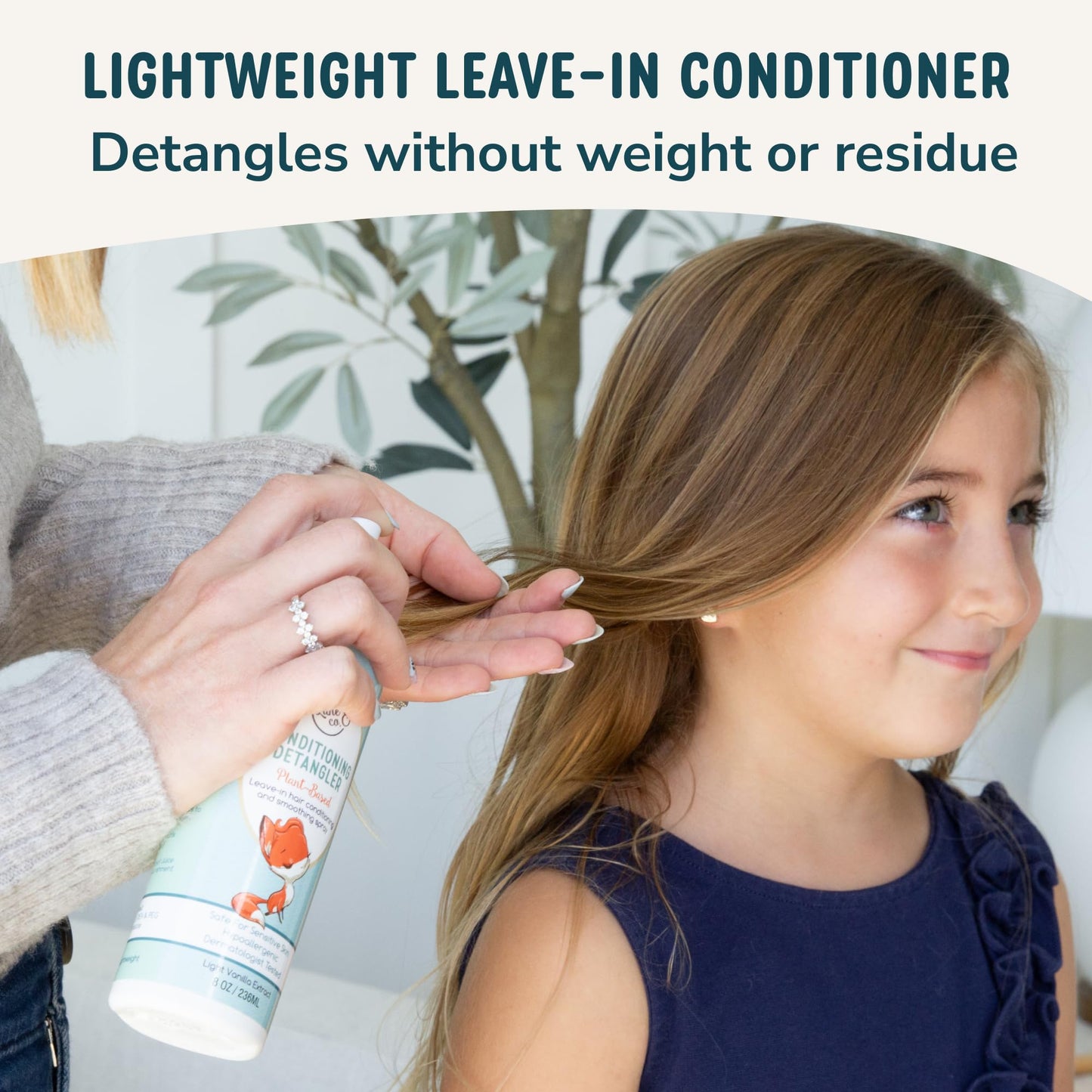 Back label of Lane And Co plant based detangling mist showing directions and full ingredient list