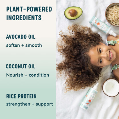 Lane And Co hypoallergenic kids hair spray highlighting the clean vegan and child safe certification logos