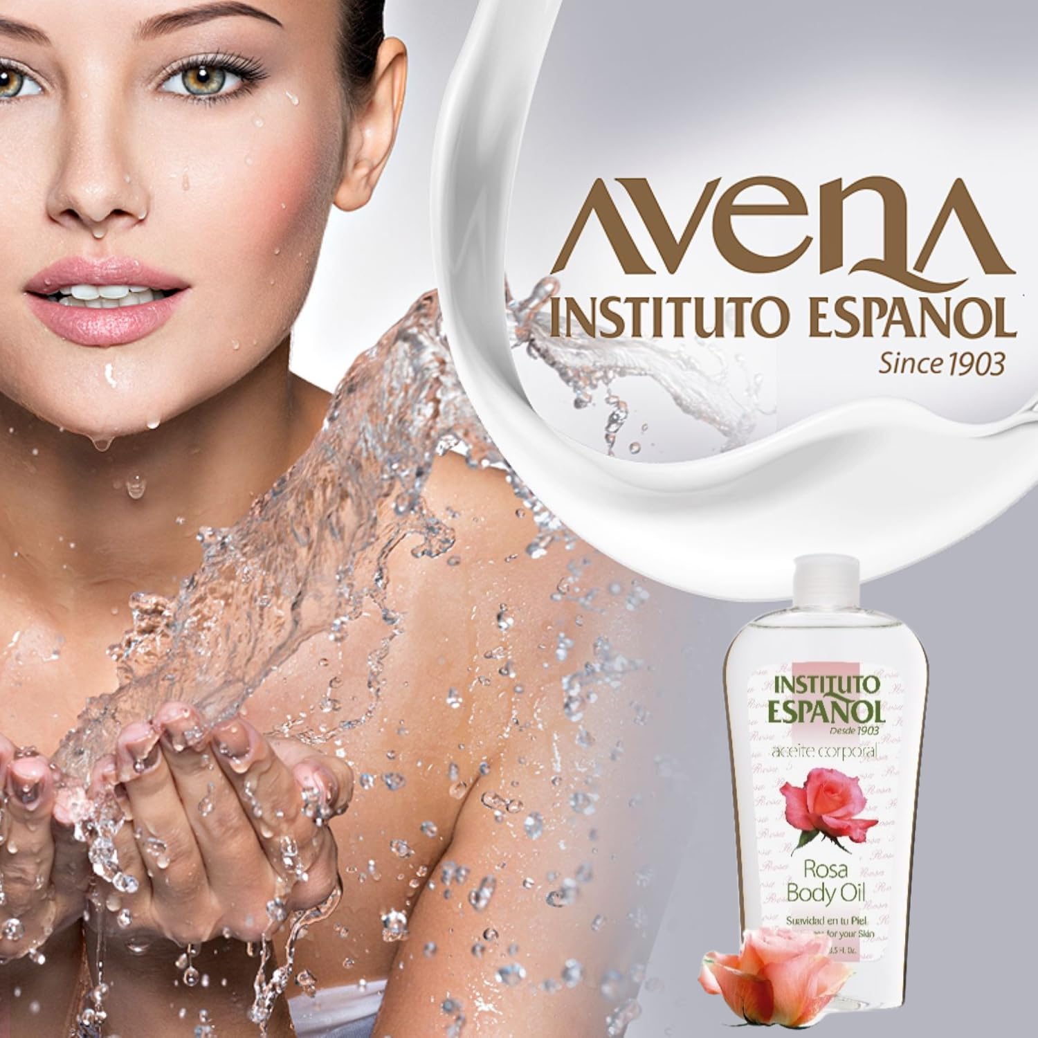 Authentic Instituto Español Rosa moisturizing body oil bottles