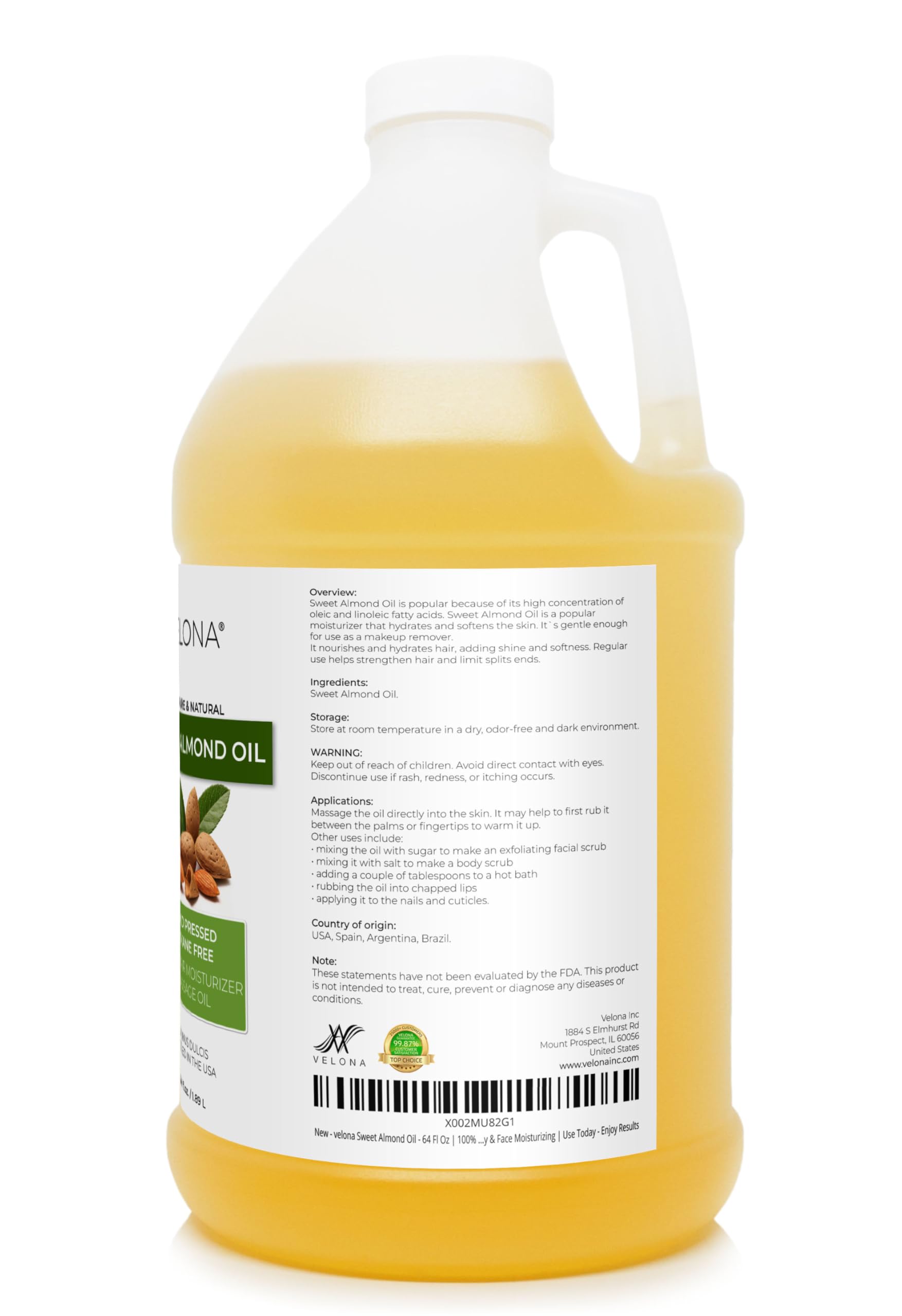 Velona sweet almond oil being applied as skin moisturizer