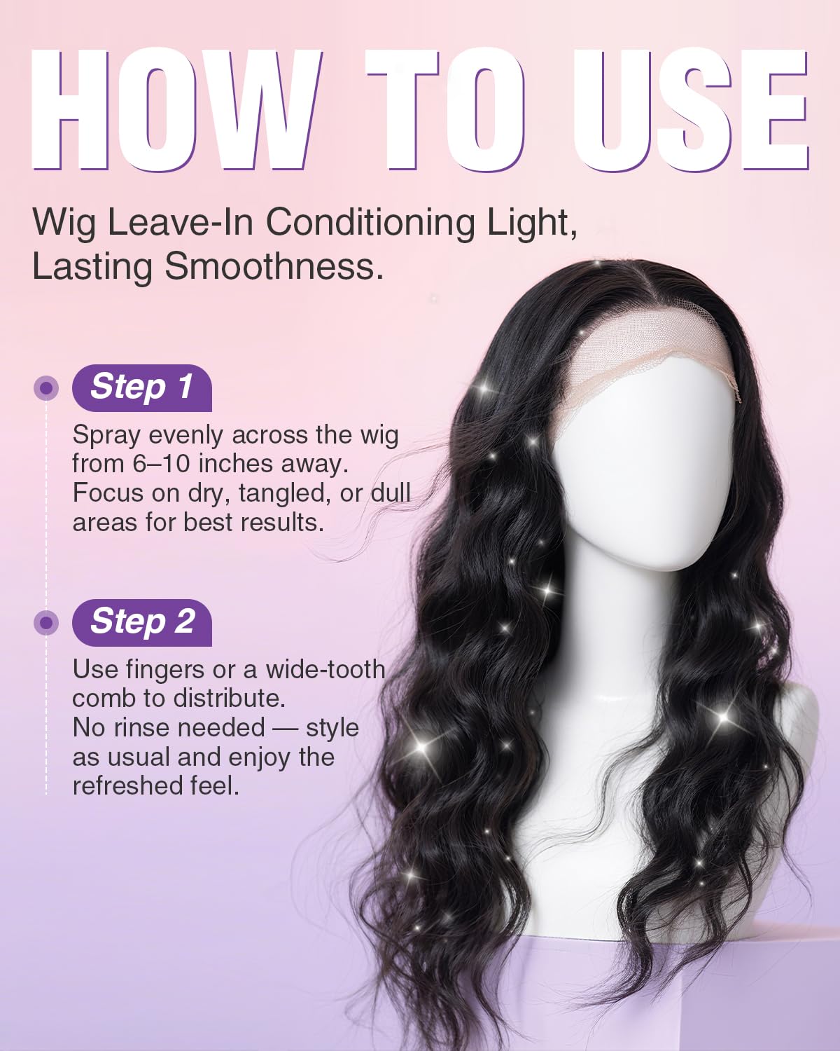 EJW wig care conditioning spray bottle displaying the lightweight formula text