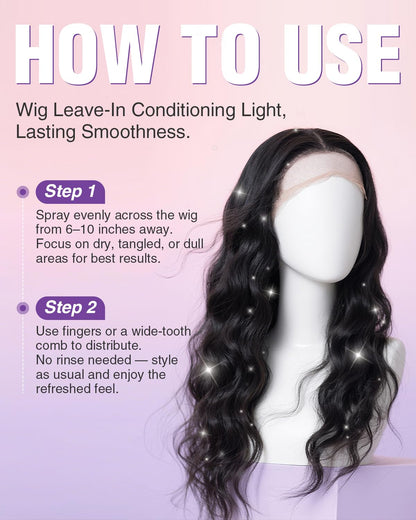EJW wig care conditioning spray bottle displaying the lightweight formula text