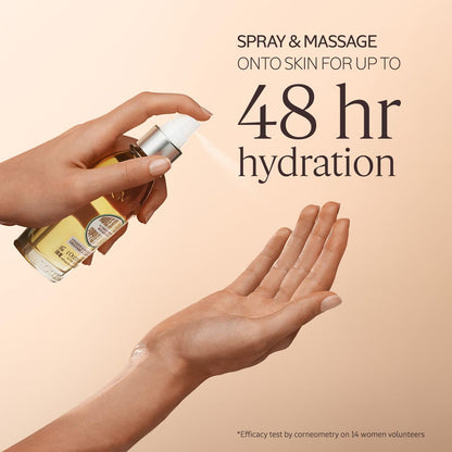 Application of L'Occitane nourishing almond body oil spray