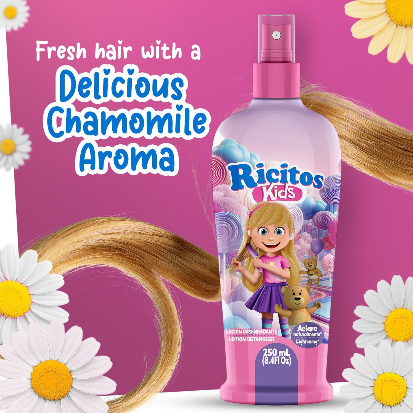 Tear free chamomile lightening spray for girls gentle hair care solution
