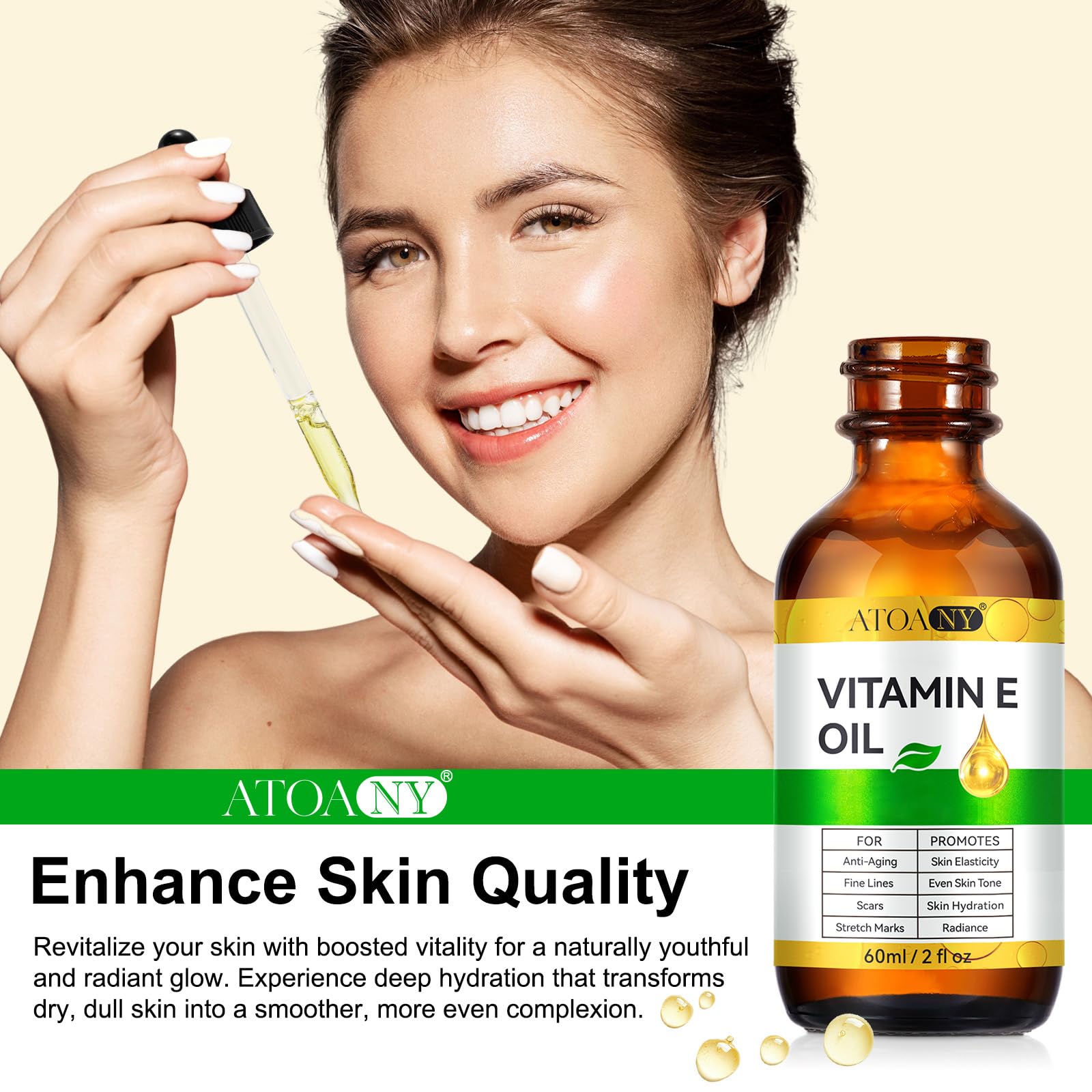 Atoany Vitamin E Oil used for hair care and scalp