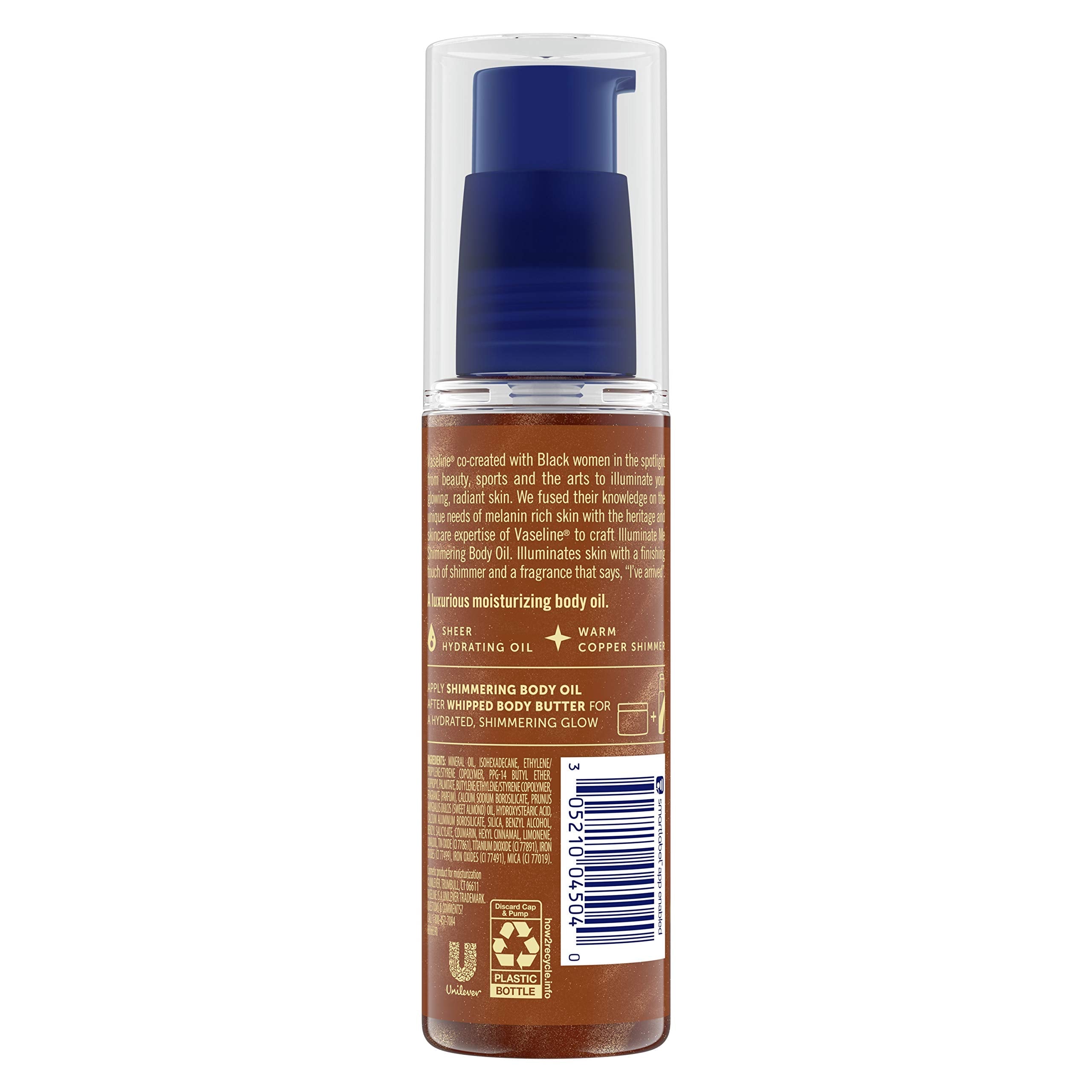 Vaseline shimmering body oil texture swatch