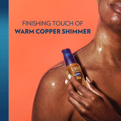 Applying Vaseline Illuminate Me oil to skin