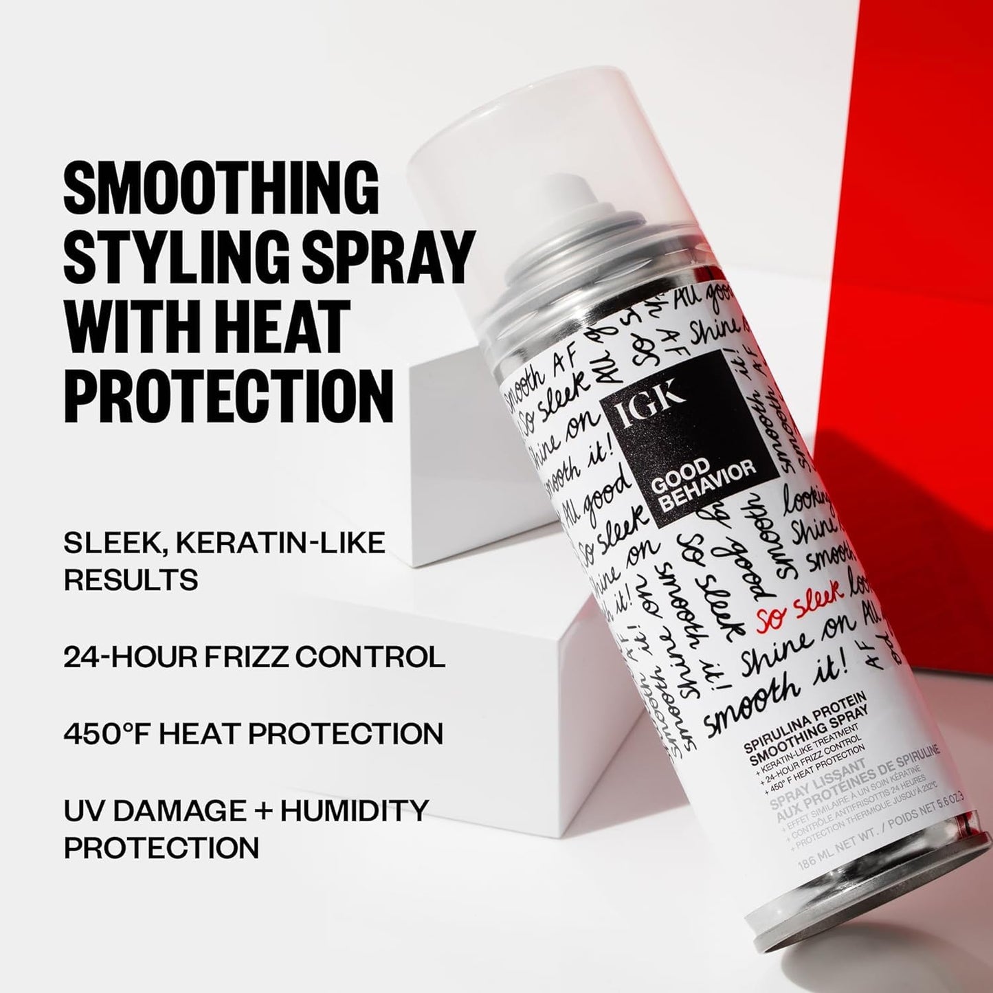 IGK Good Behavior Four In One Prep Spray travel size bottle displaying front packaging details