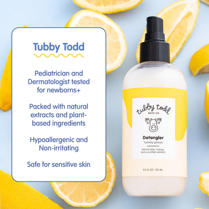 Tubby Todd Lemon CrÃ¨me hair detangler leave in spray back label information