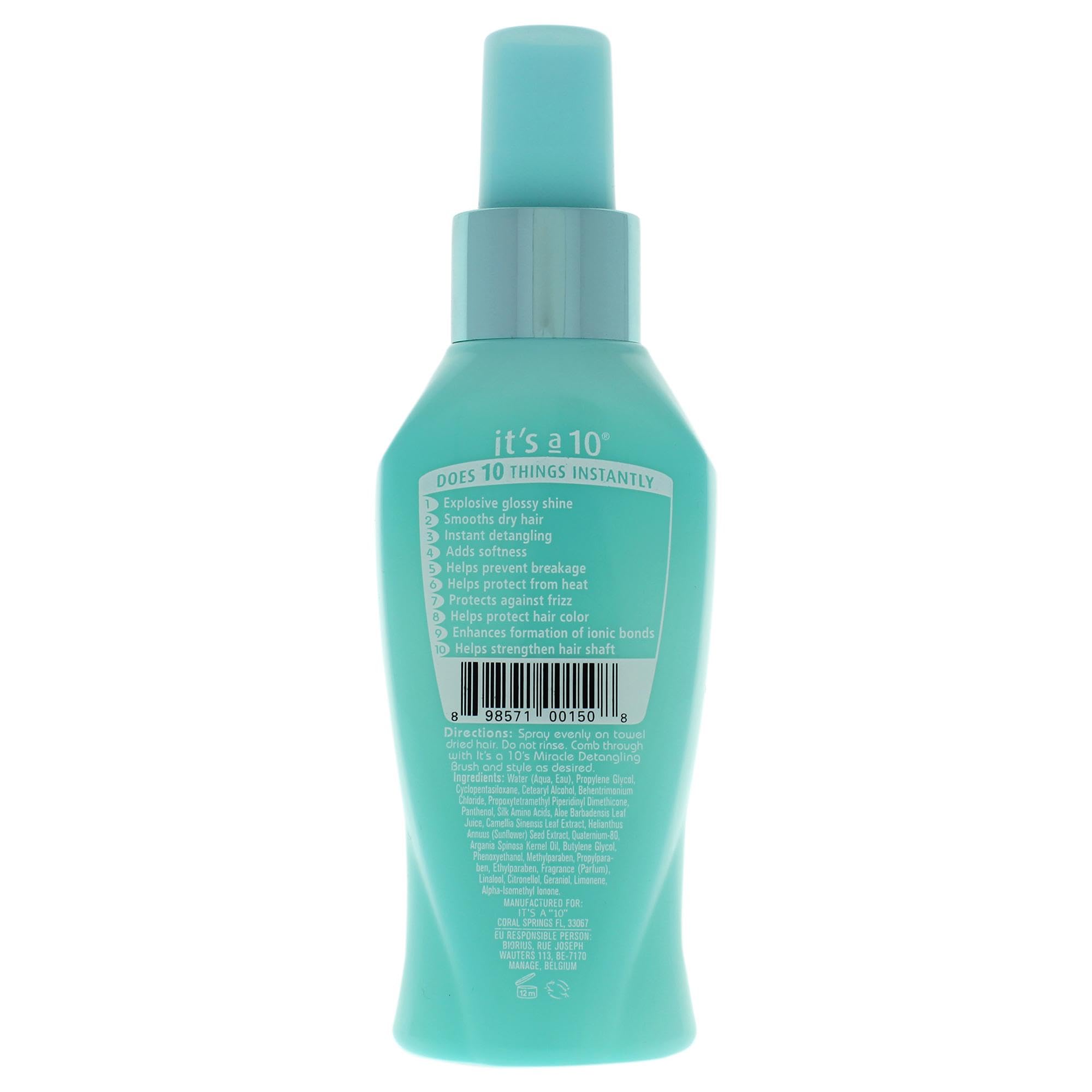 Lightweight mist application of authentic USA imported glossing hair treatment spray for thermal styling protection.