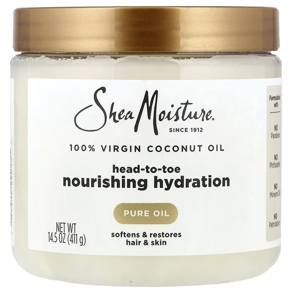 Shea Moisture coconut oil packaging showing 14.5 fluid ounce size