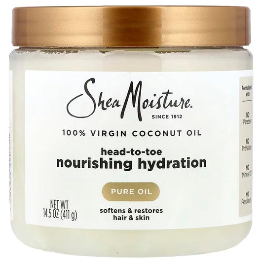Shea Moisture coconut oil packaging showing 14.5 fluid ounce size
