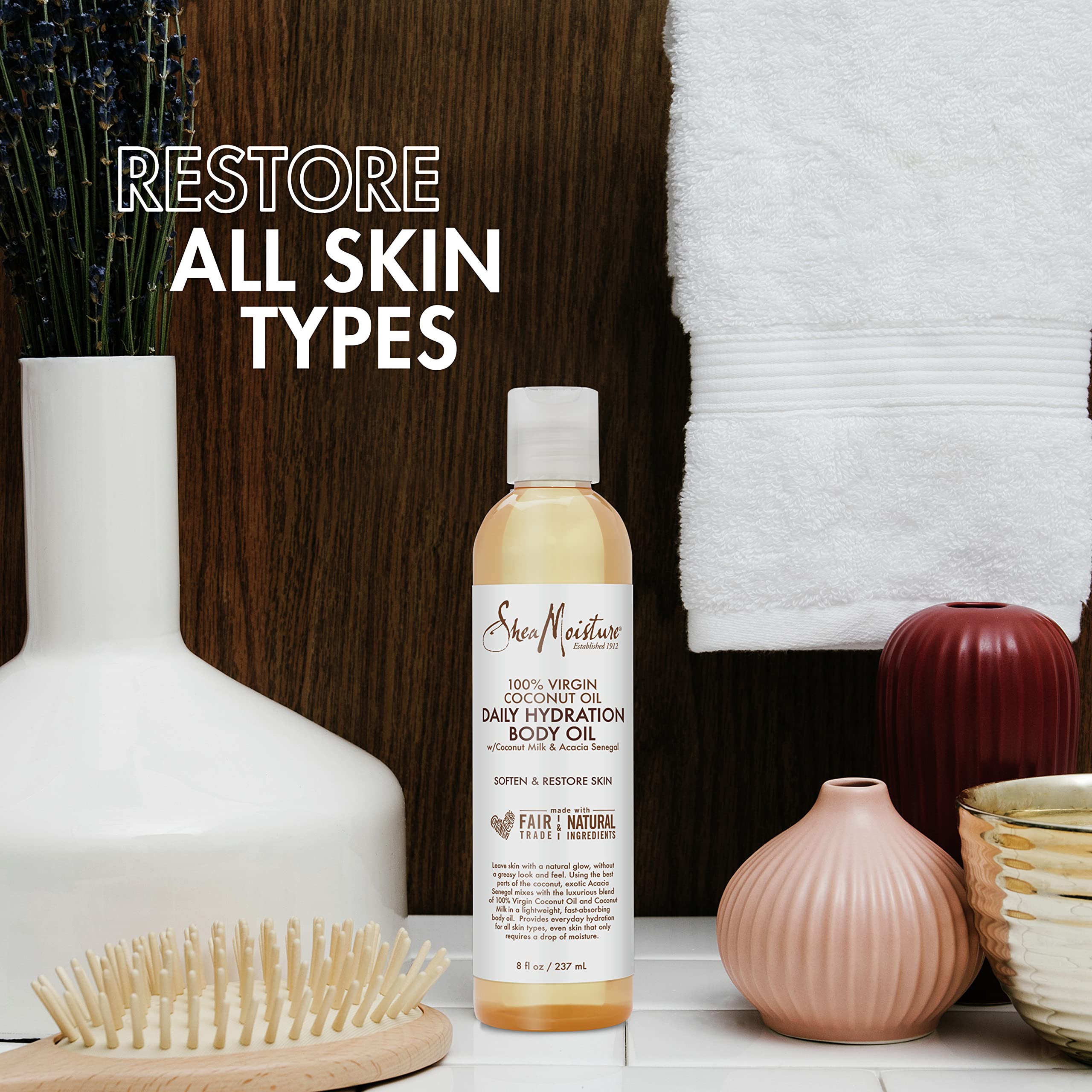 Texture of SheaMoisture Daily Hydration Body Oil on skin