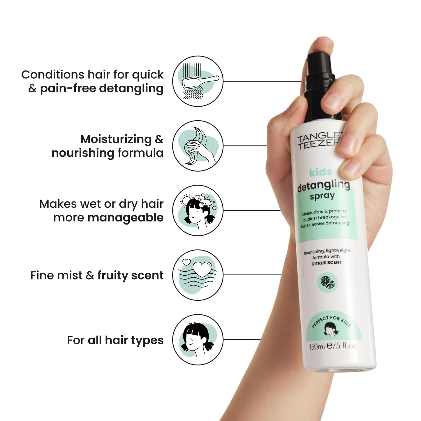 Tangle Teezer kids leave in hair conditioning mist for painless daily brushing