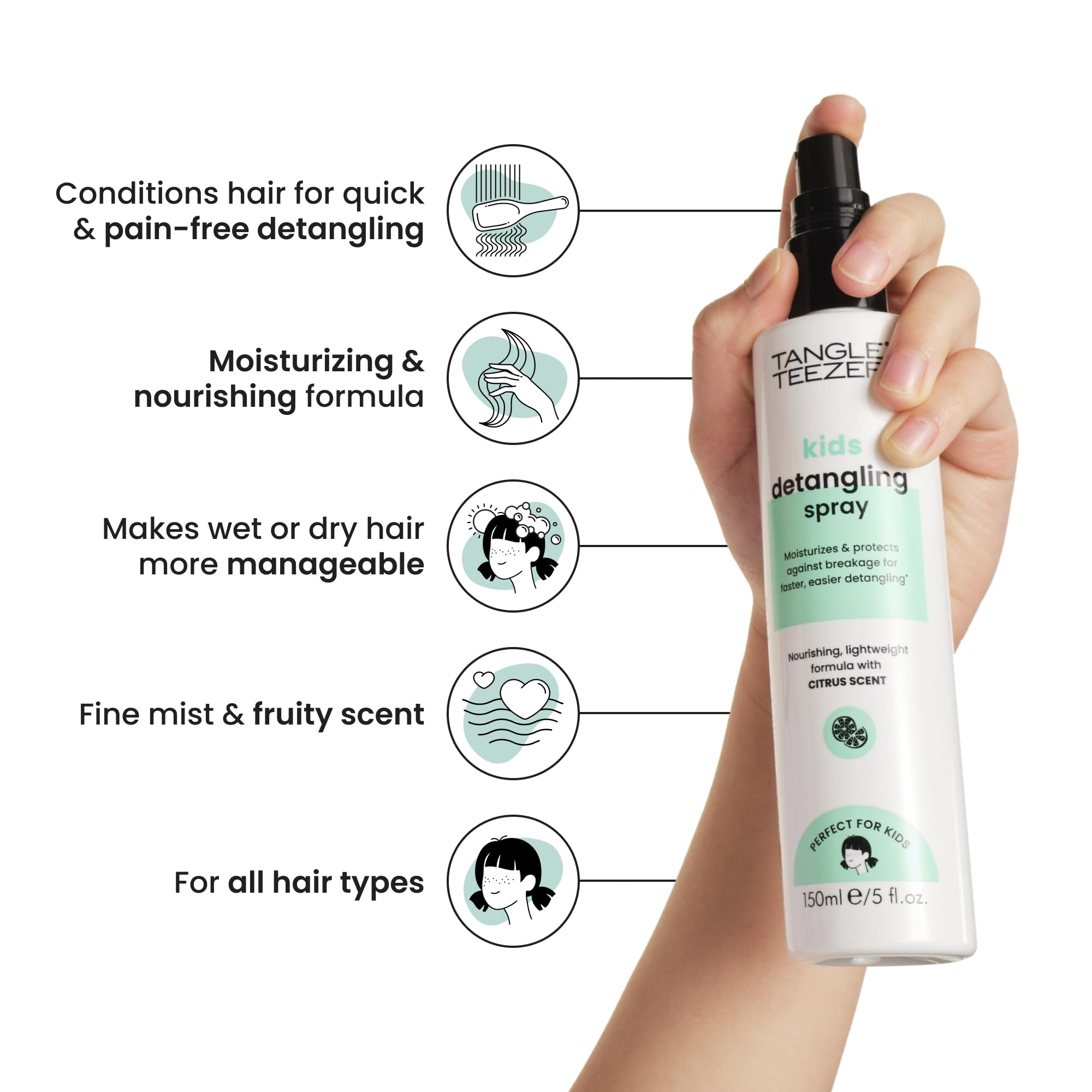 Tangle Teezer kids leave in hair conditioning mist for painless daily brushing
