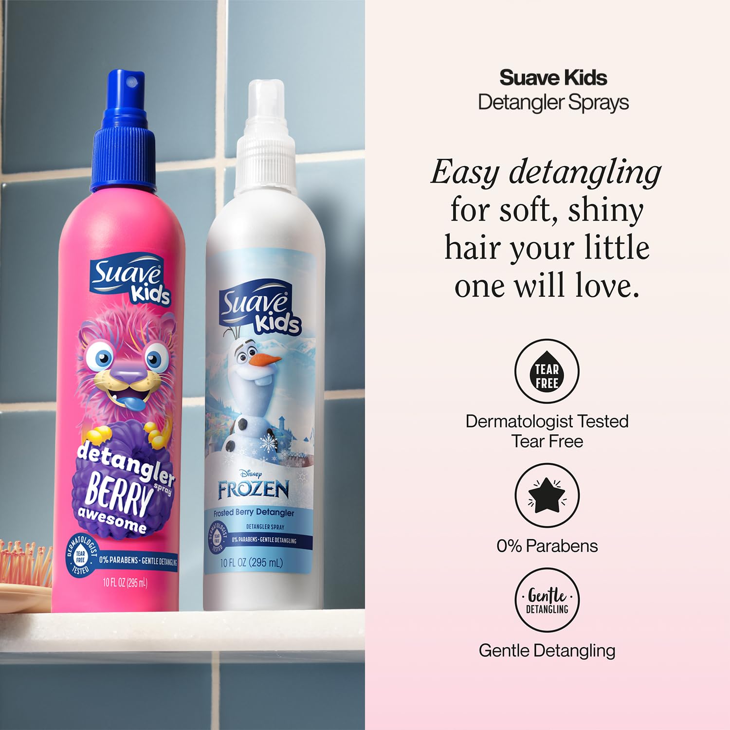 Suave Kids Berry Awesome leave in detangler spray ten fluid ounce bottle for knot free hair