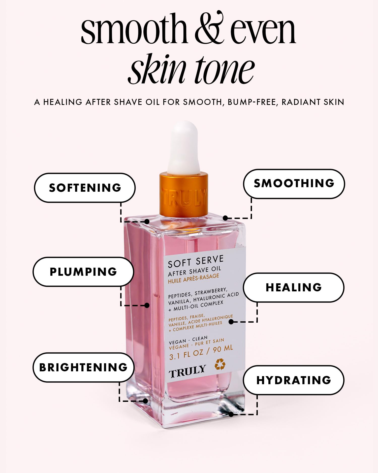 Truly after shave oil bottle with dropper applicator