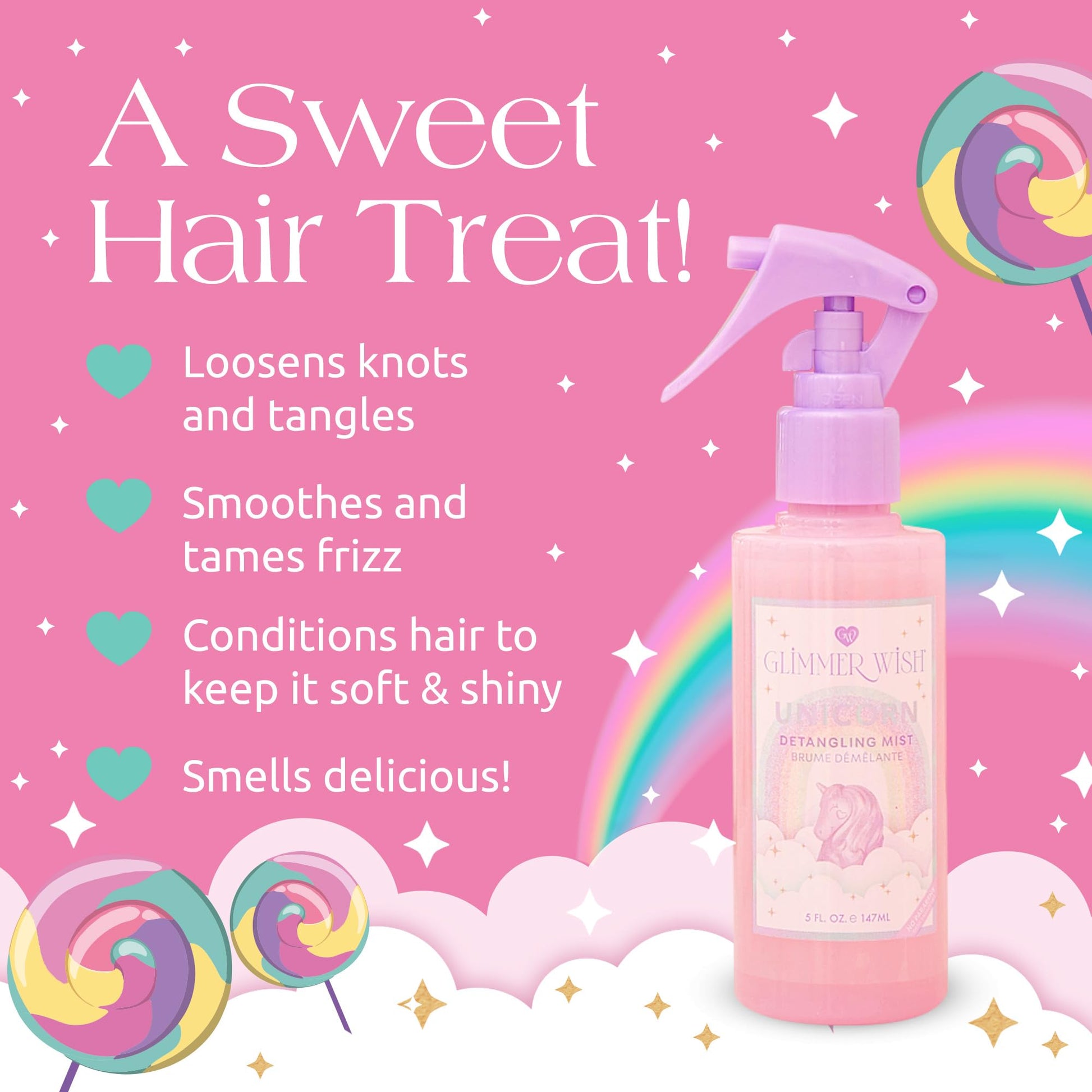 Unicorn hair detangling mist fine spray nozzle mechanism close up