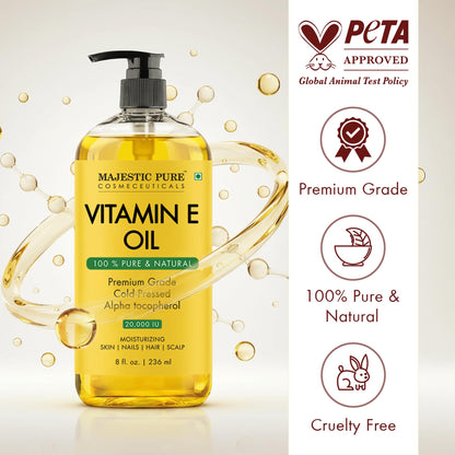 Majestic Pure Vitamin E oil application on skin