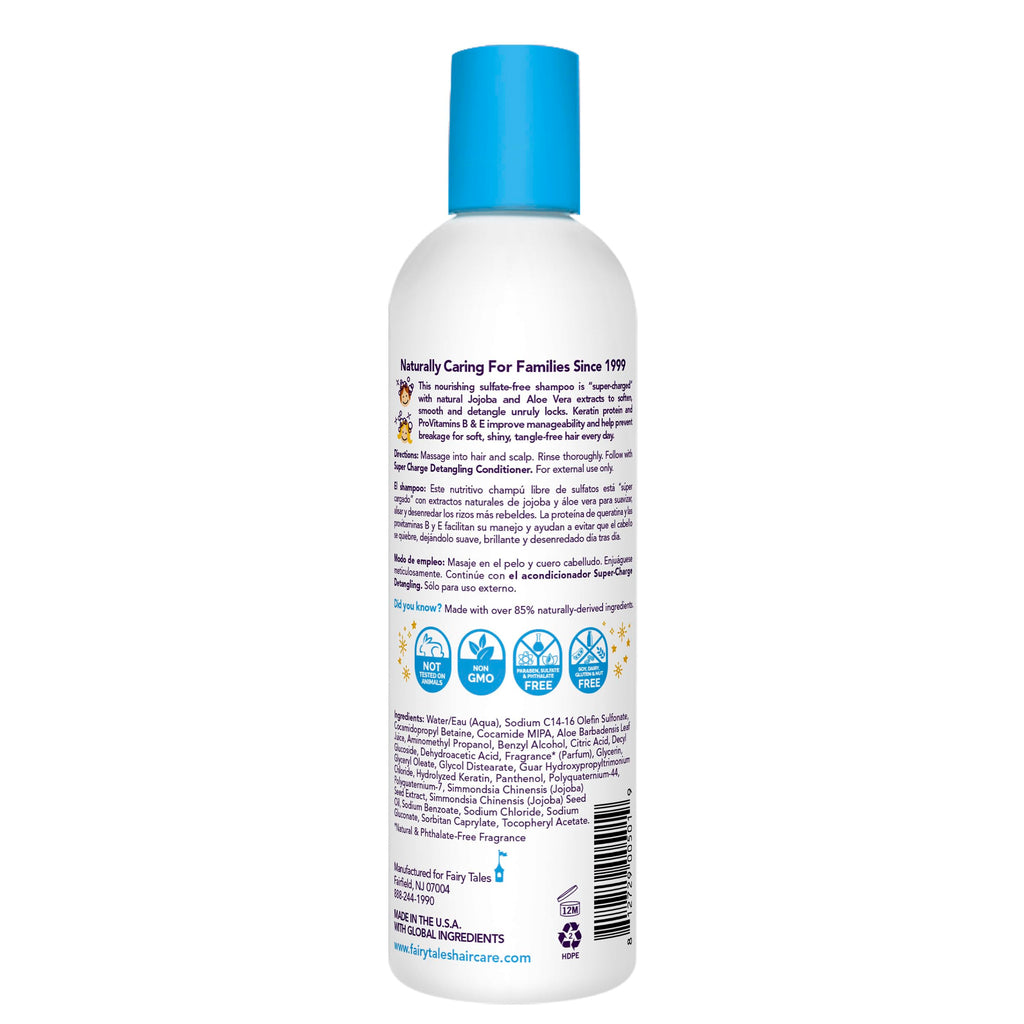 Fairy Tales kids hair shampoo bottle back label and ingredients