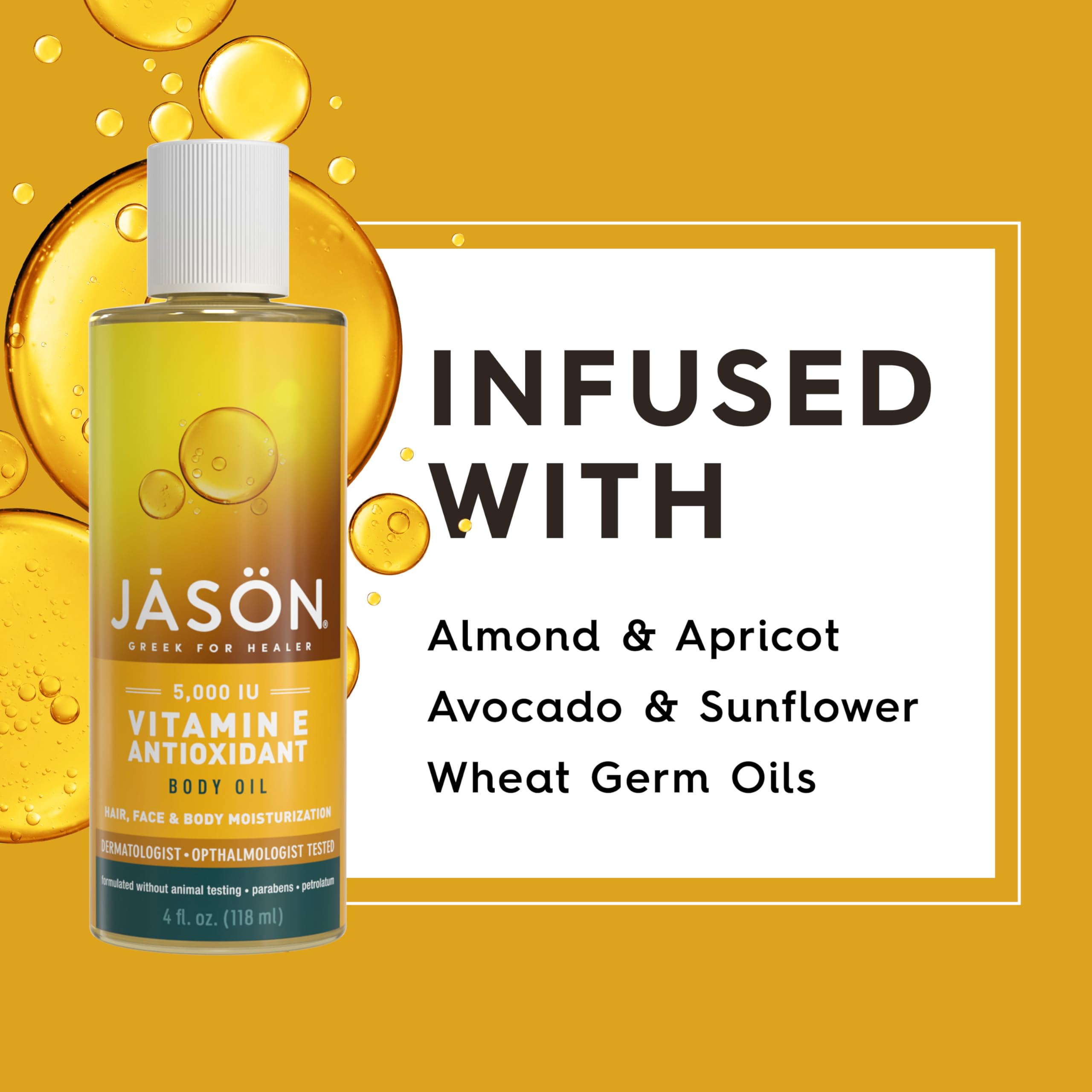 Model applying Jason Vitamin E oil on face