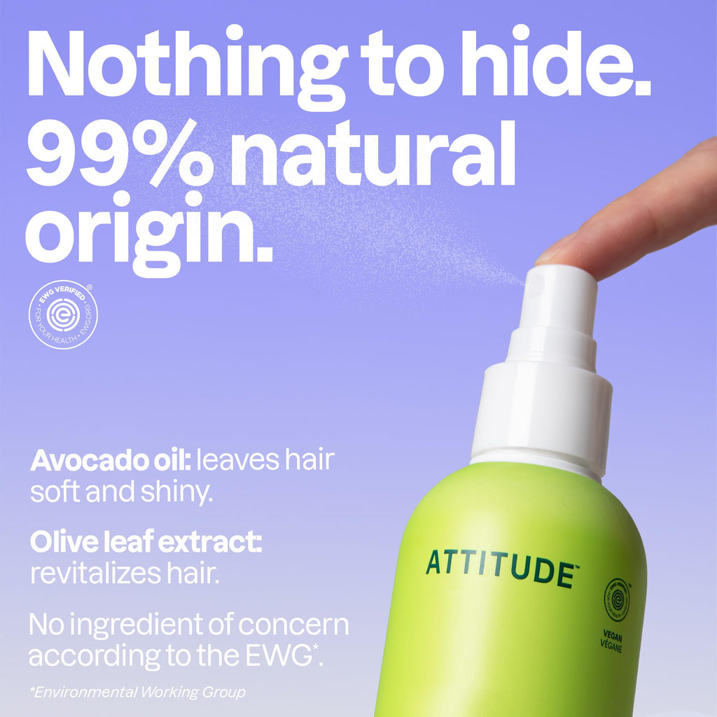 ATTITUDE hair detangling spray back label ingredient details