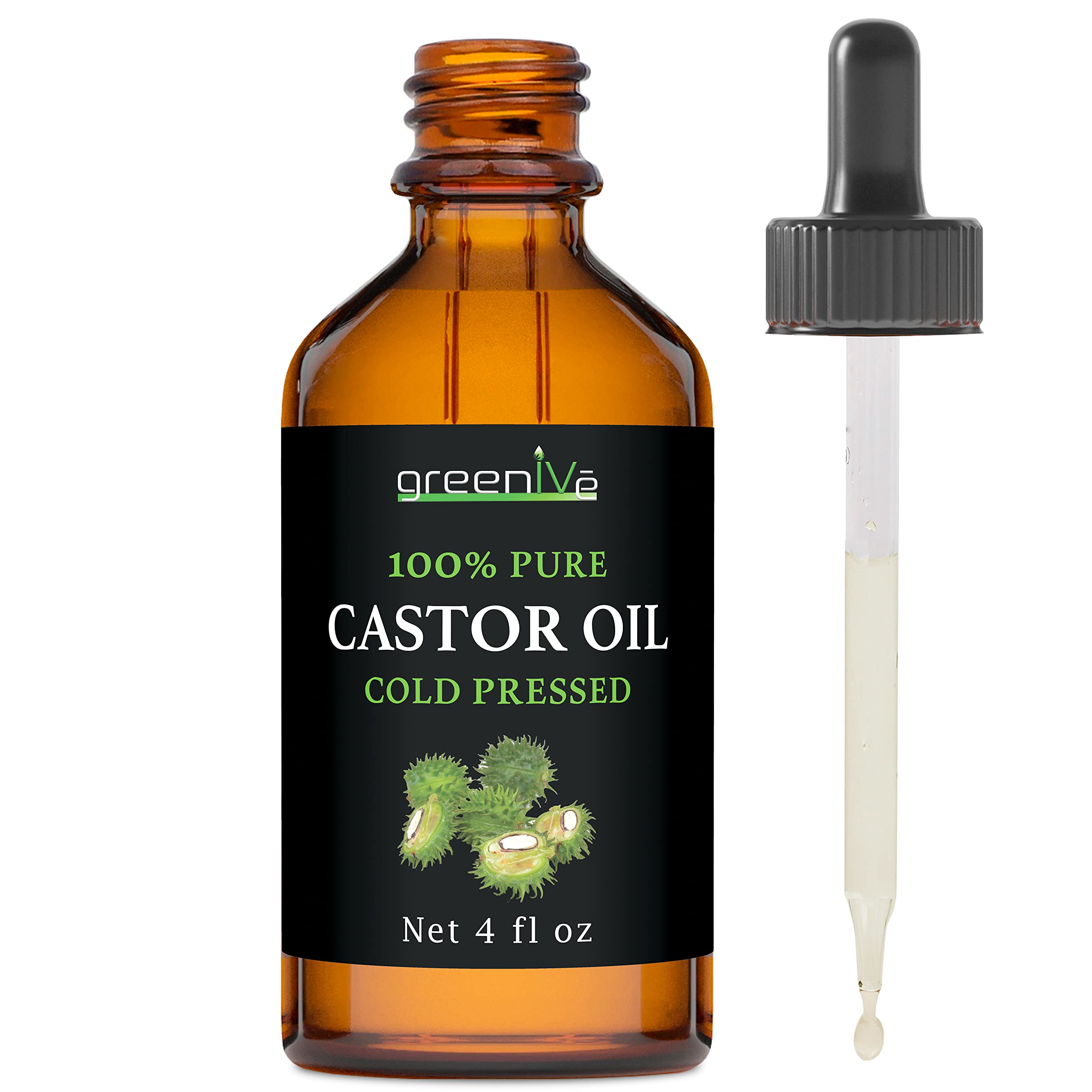 GreenIVe castor oil glass bottle with dropper