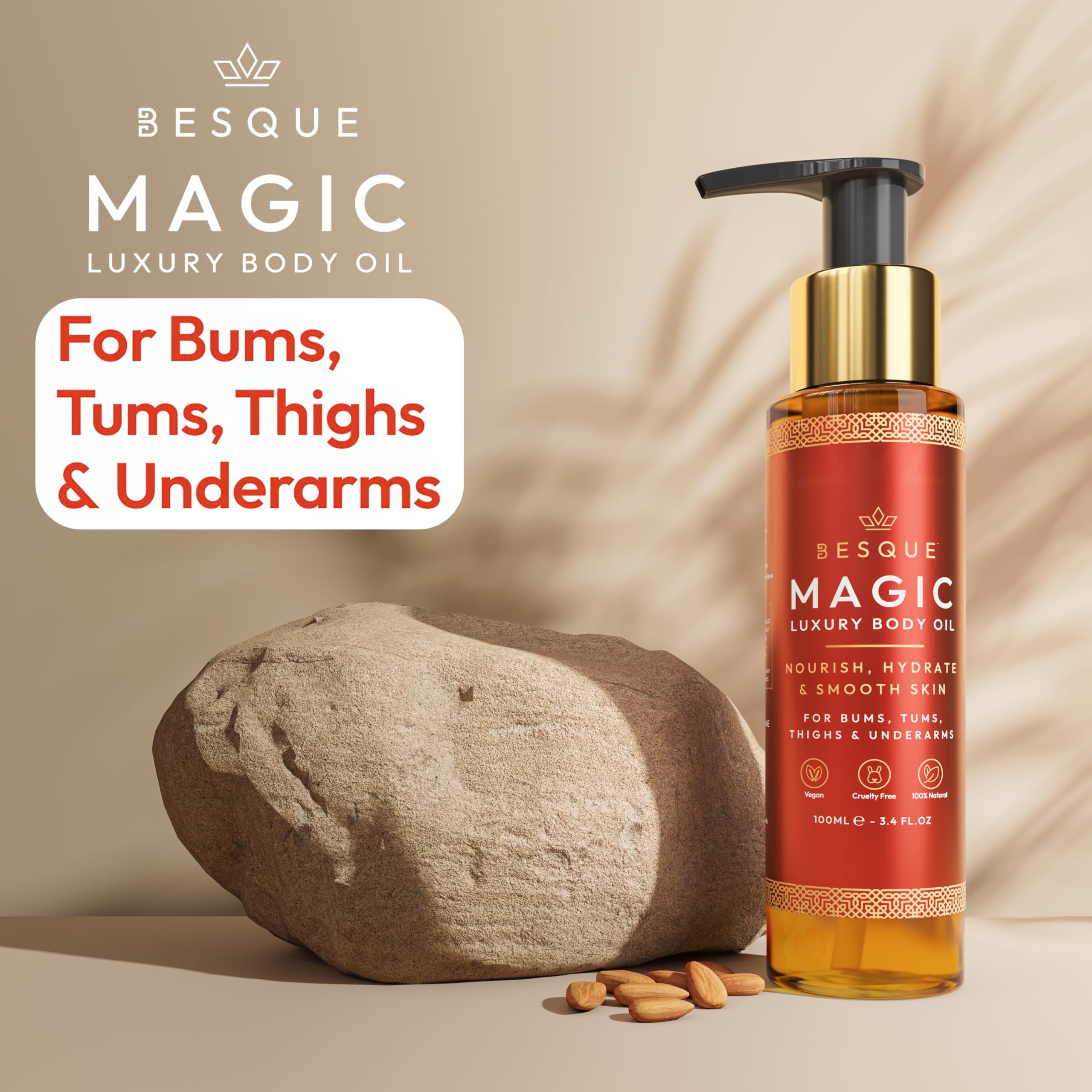 Besque Magic Body Oil 3.4 fluid ounce bottle with pump