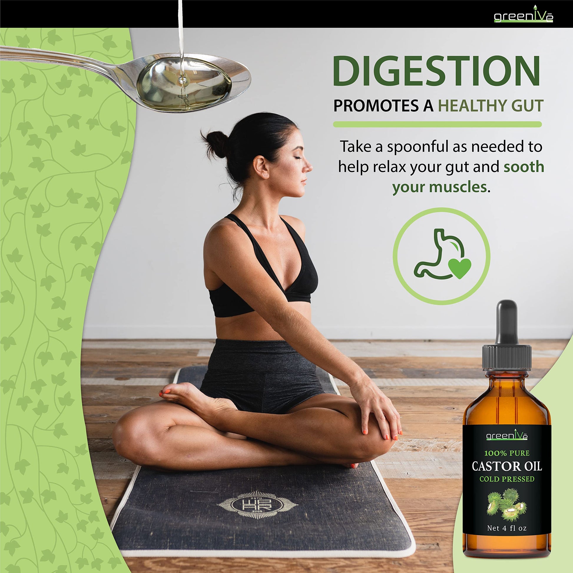 Authentic GreenIVe castor oil bottle label details