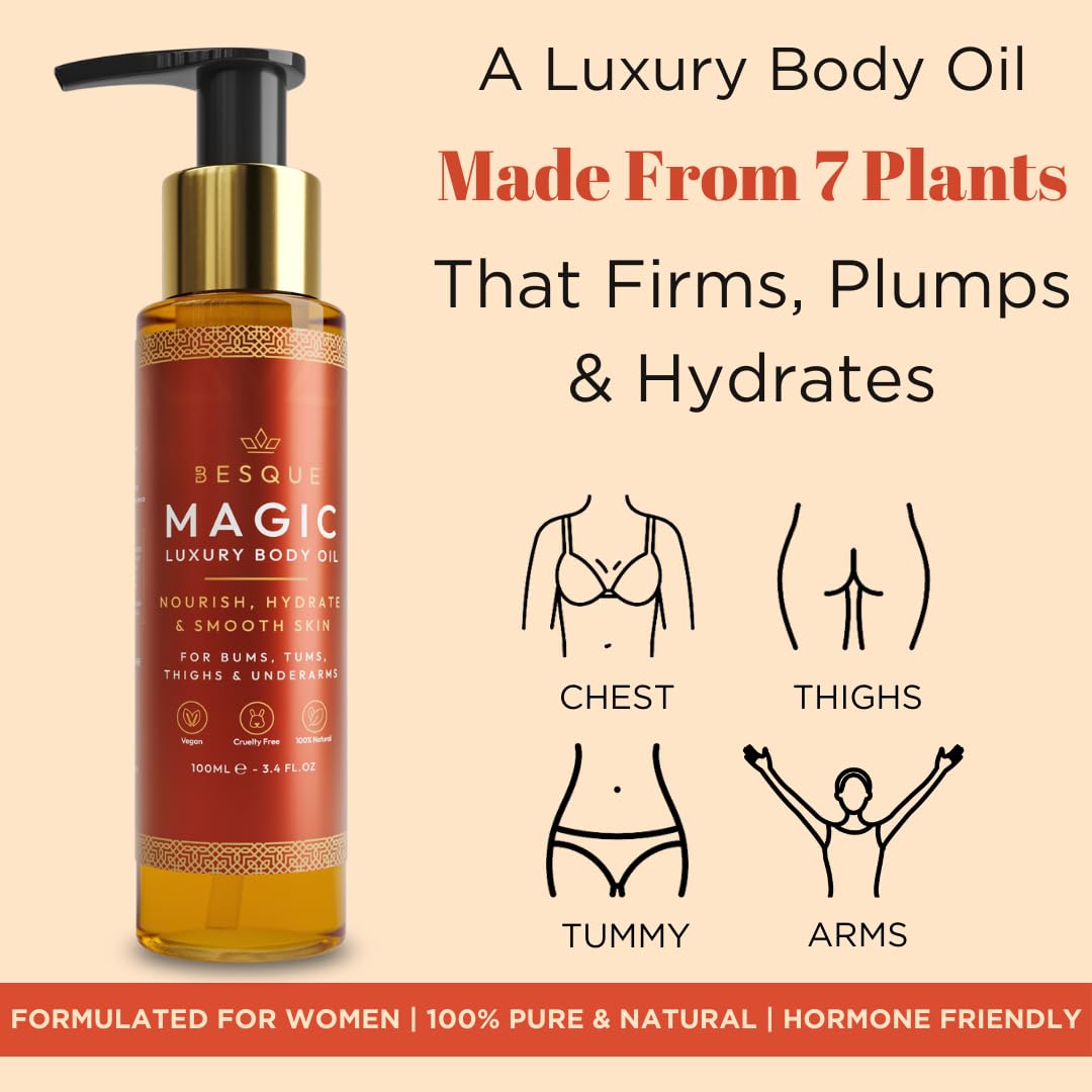 Texture demonstration of Besque Magic Body Oil on skin