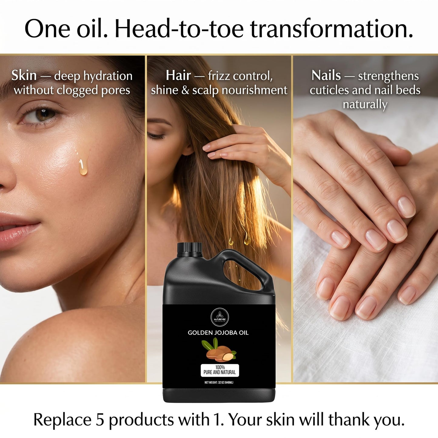Naturevibe Botanicals Golden Jojoba Oil for facial skin hydration