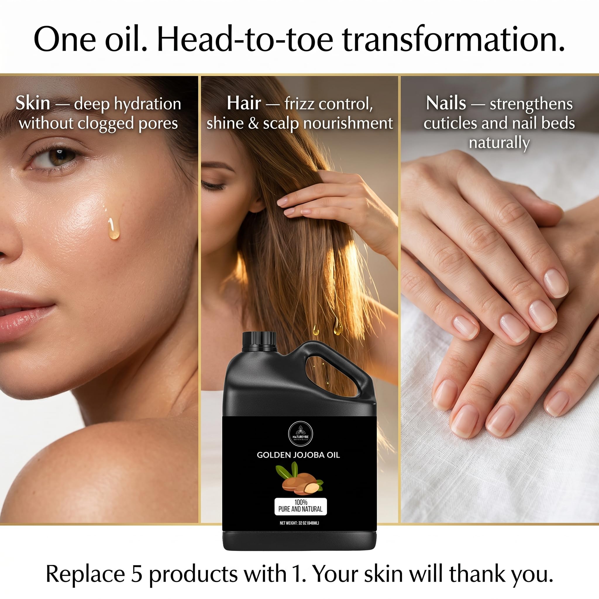 Naturevibe Botanicals Golden Jojoba Oil for facial skin hydration