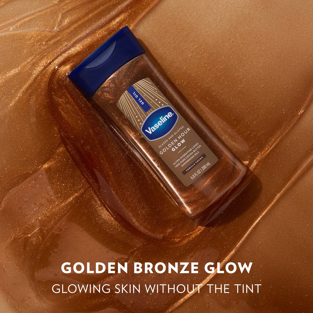Vaseline Glazed And Glisten Golden Hour Body Gel Oil ingredients label