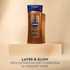 Vaseline Glazed And Glisten Golden Hour Body Gel Oil applied on skin