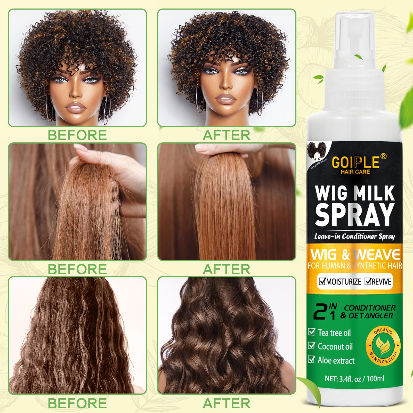 Back label of the Goiple product showing directions for use and complete material features.