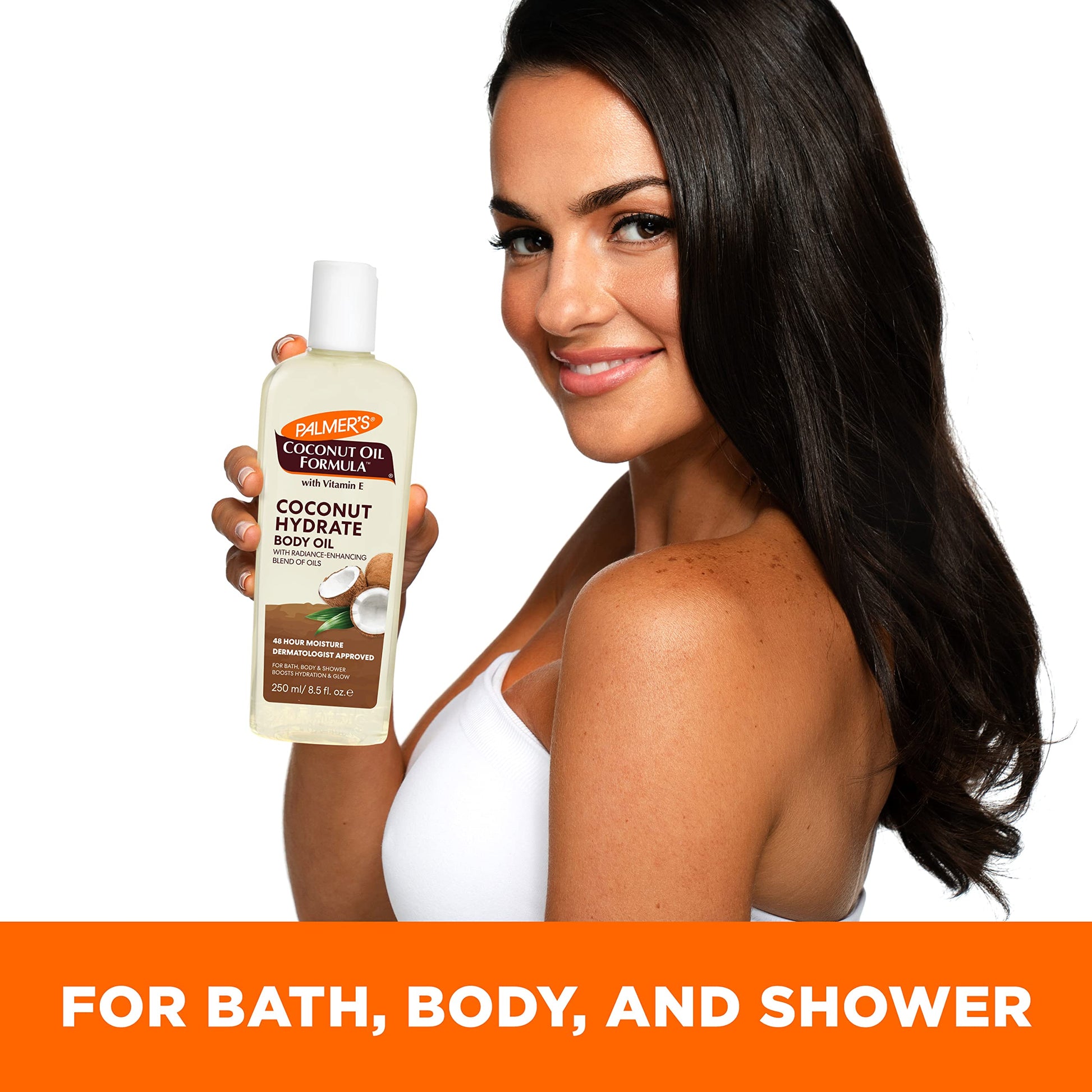 Lifestyle shot of Palmers Coconut Oil Formula Body Oil