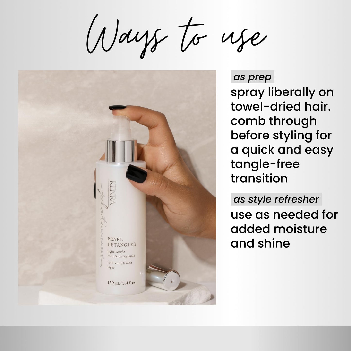 Kenra pearl-infused professional salon detangler for effortless knot removal