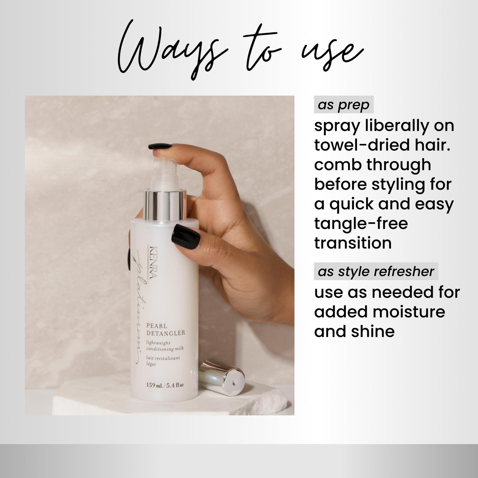 Kenra pearl-infused professional salon detangler for effortless knot removal