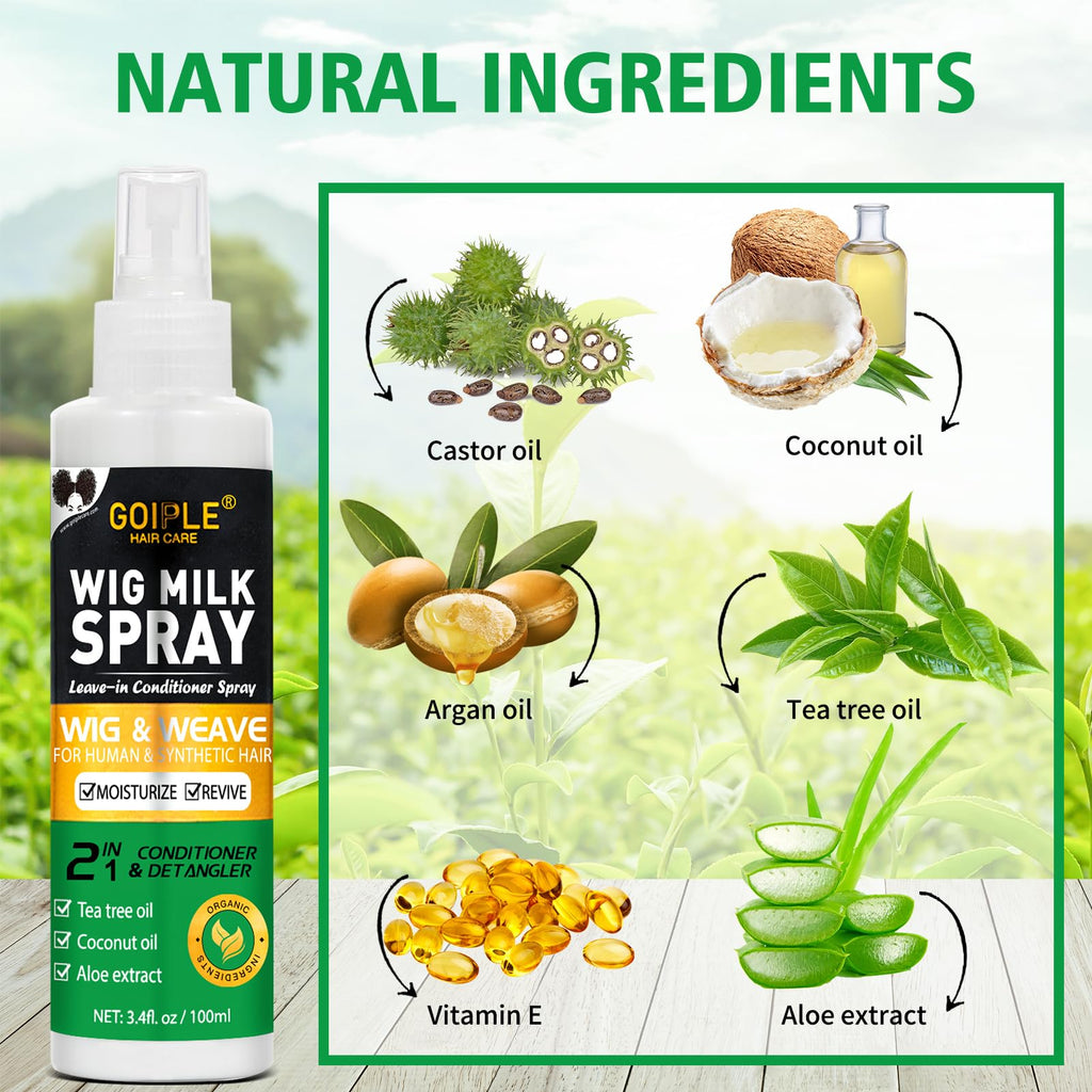 Goiple wig leave-in conditioner spray label details and branding