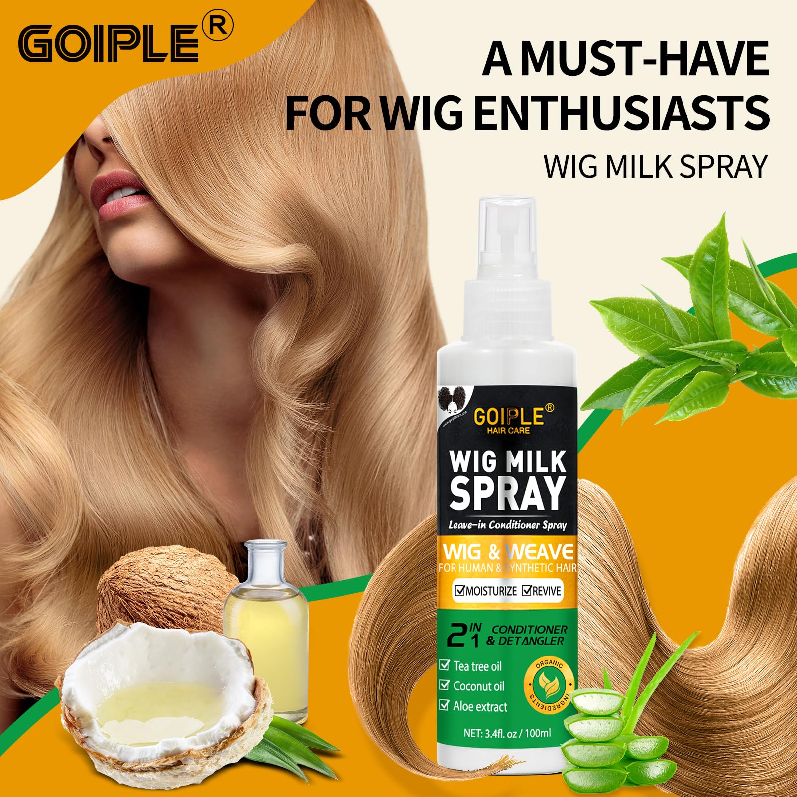 Goiple two in one moisturizer and detangler showing the lightweight milk consistency.