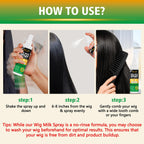 Back view of Goiple wig milk spray showing product usage directions