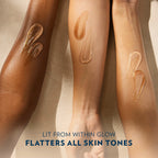 Vaseline shimmer body oil bottle next to cocoa butter ingredients