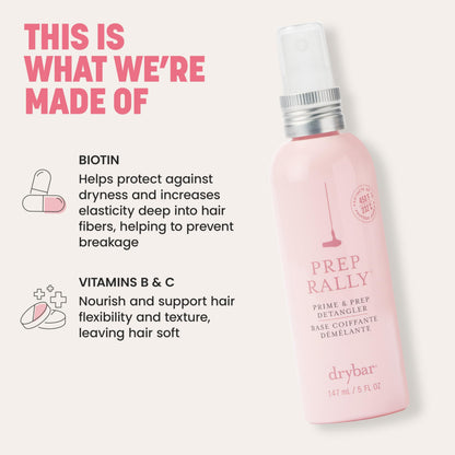 Drybar five fluid ounce detangling spray packaging details and full size bottle