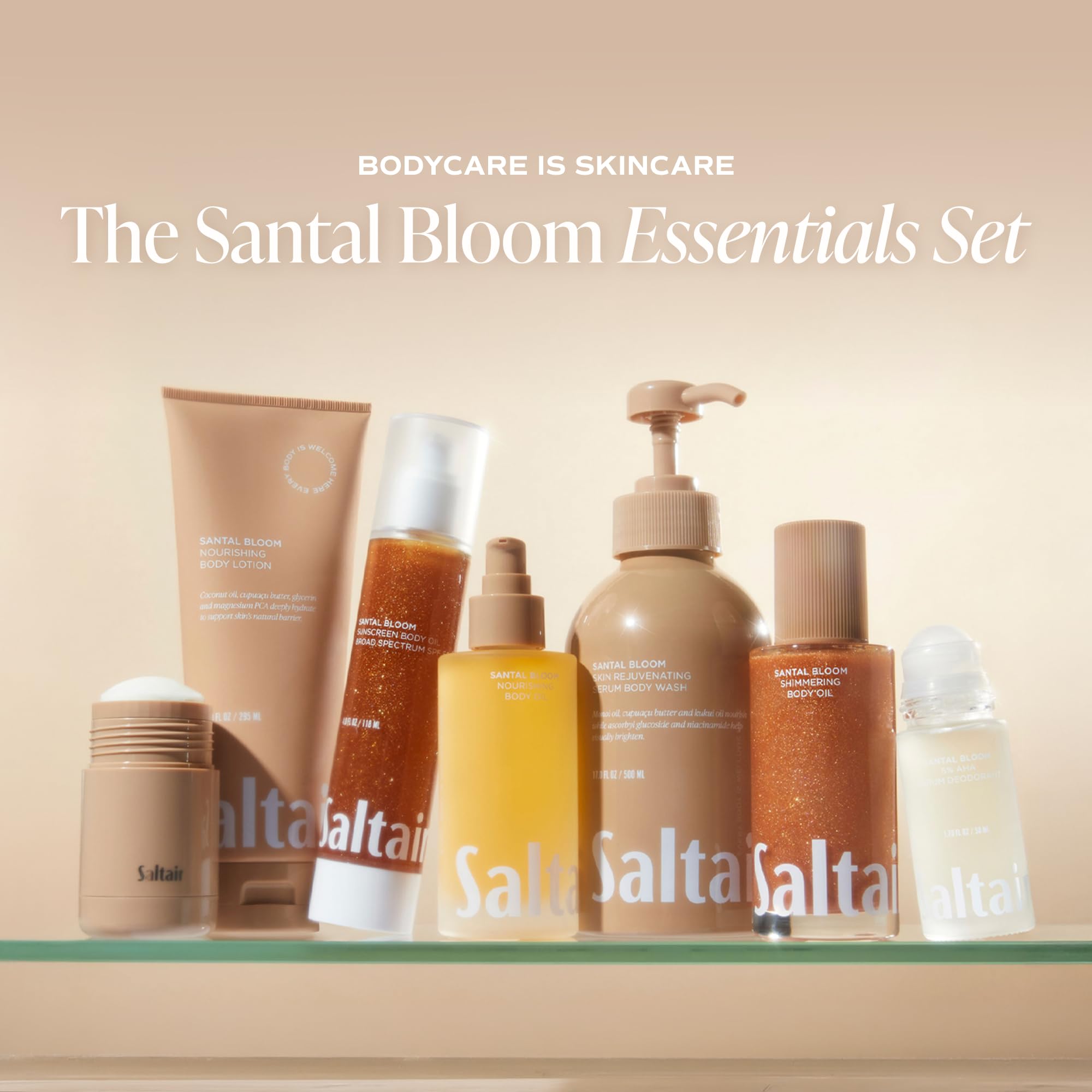 Texture of Saltair Santal Bloom body oil on skin