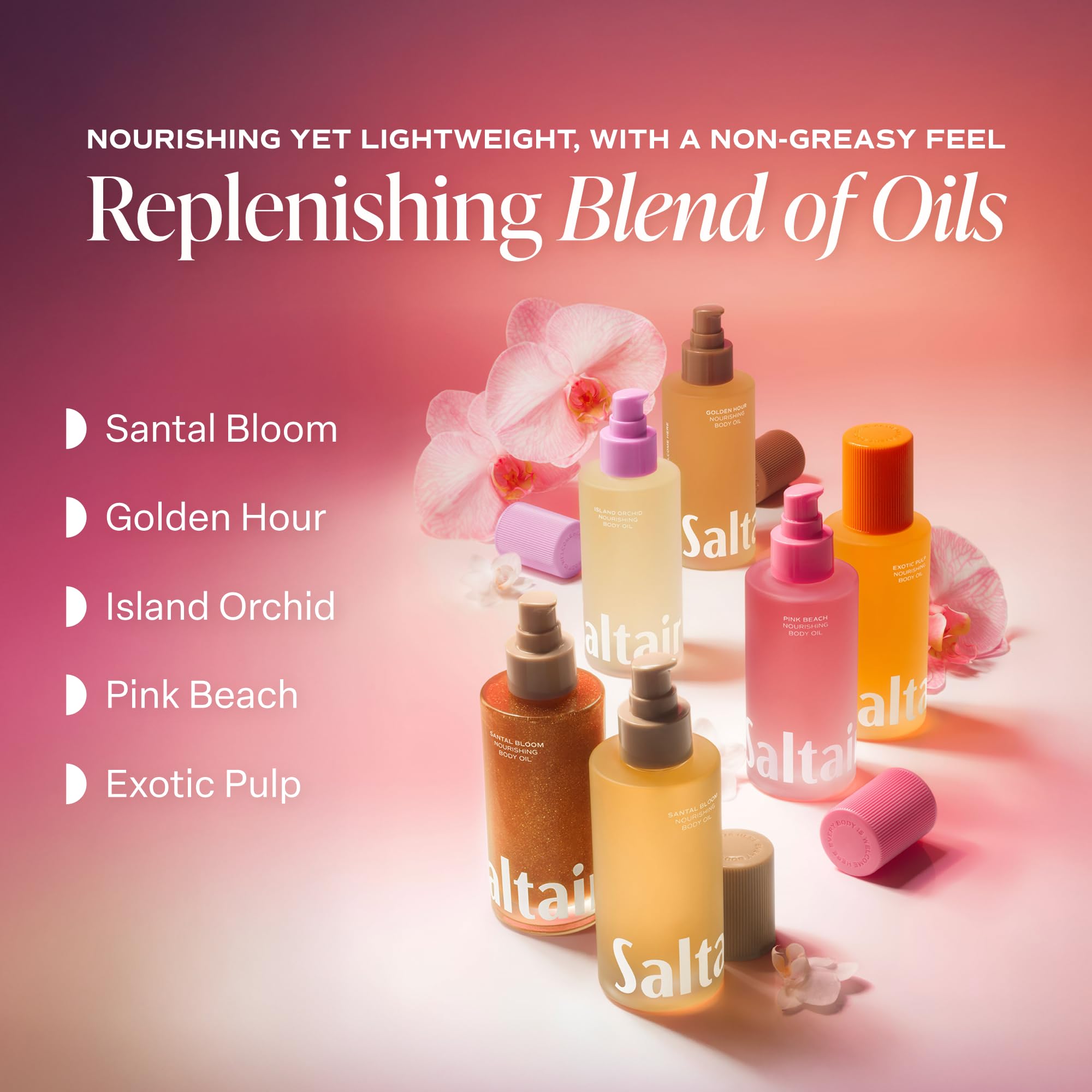 Saltair body oil bottle back label ingredients list
