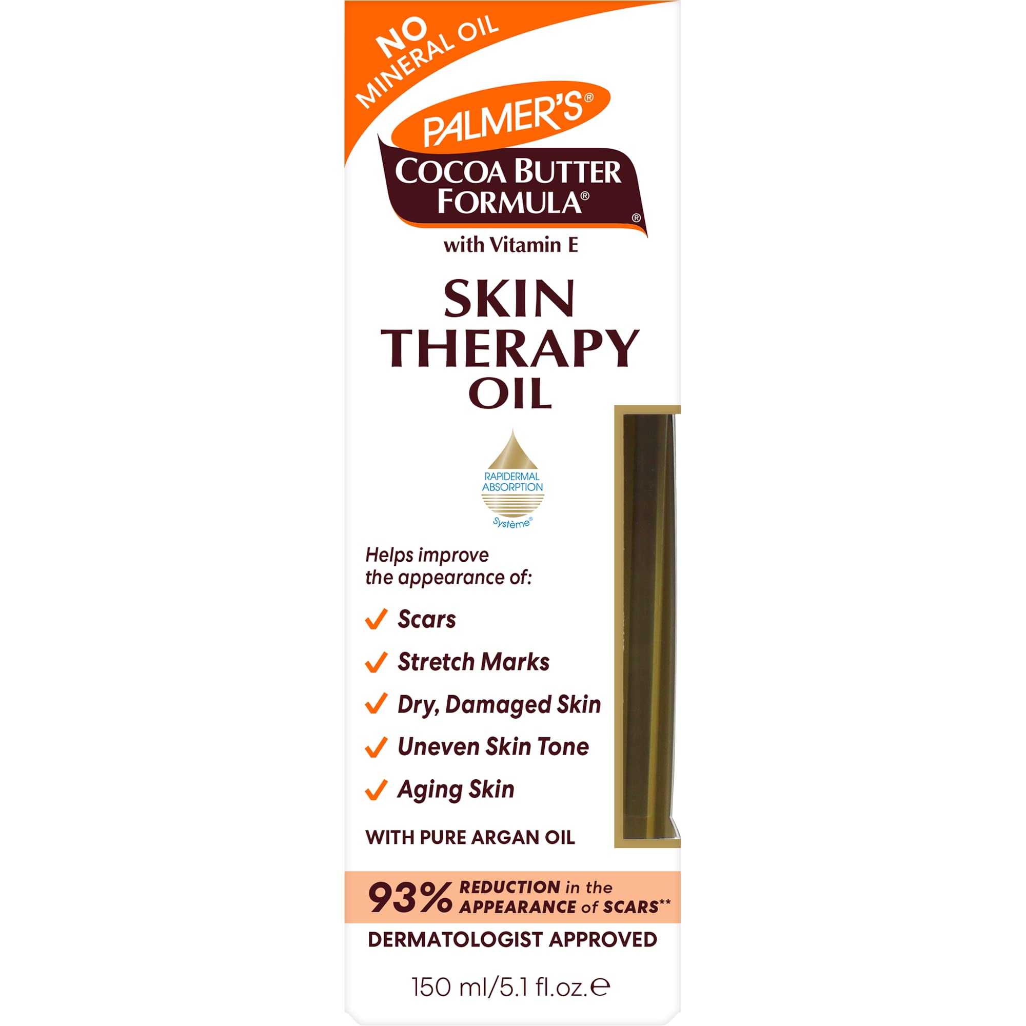 Palmers Skin Therapy Oil bottle size 150ml with ingredients label