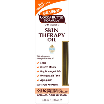 Palmers Skin Therapy Oil bottle size 150ml with ingredients label